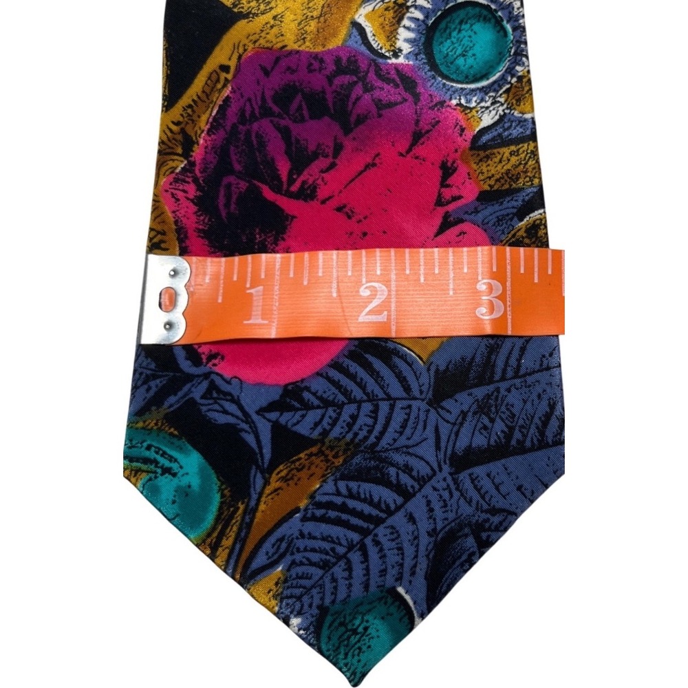 Vintage Strathmore Richman Silk Tie Bold Rose Floral Baroque Maximalist - Picture 5 of 7